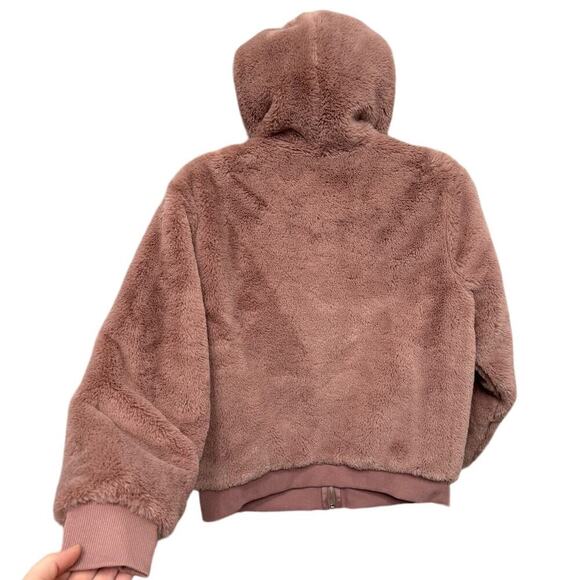 Athleta Ritual Jacket Hoodie Full Zipper Faux Fur Dogwood Mauve Pink Size Small - Picture 5 of 10